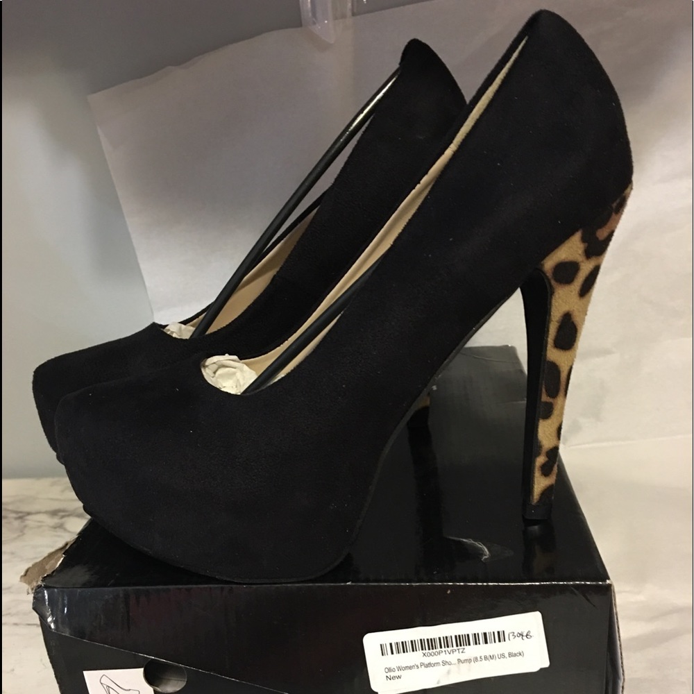 Ollio women’s leopard stilettos pump heels - Picture 4 of 7